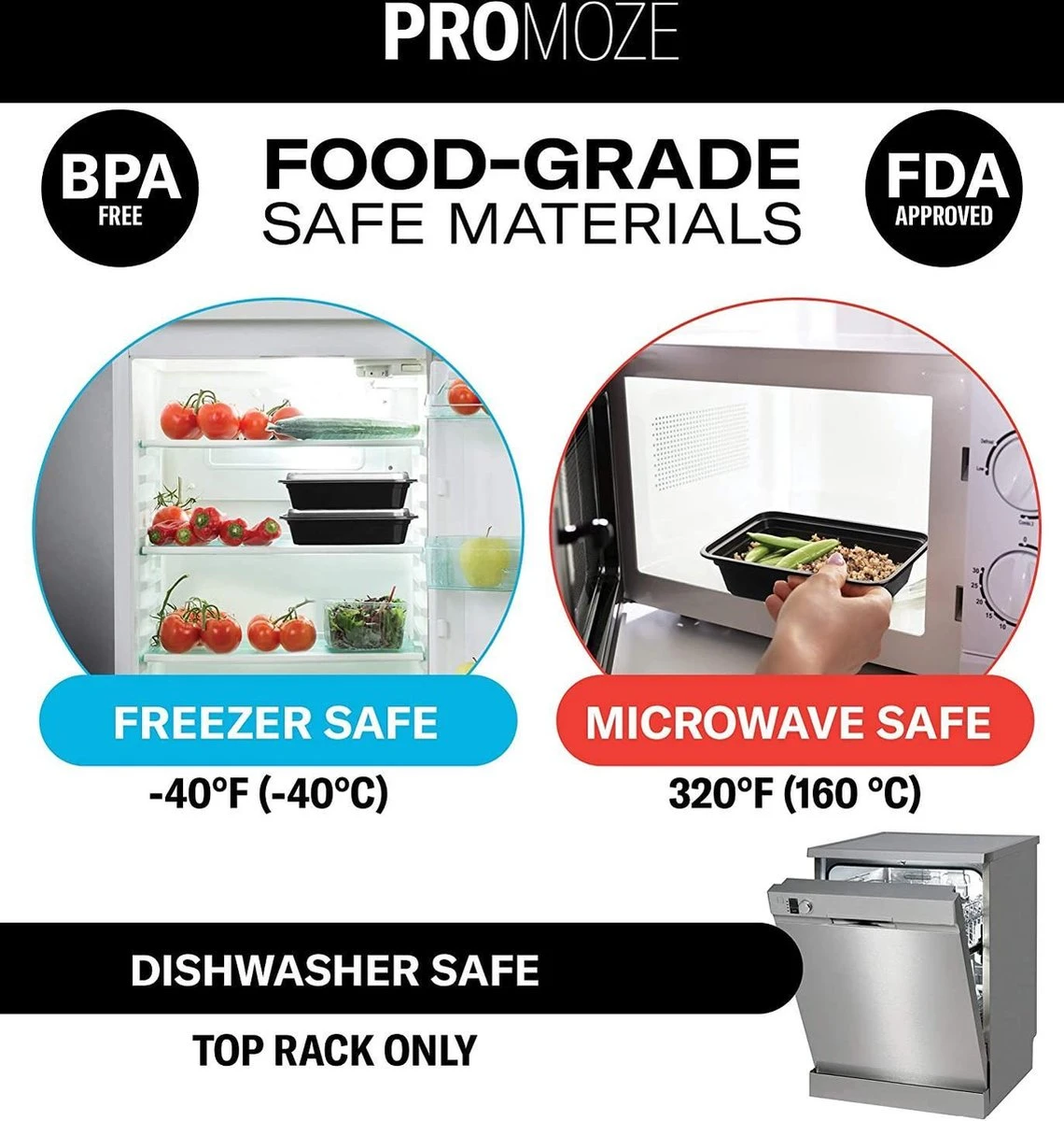 Buxibo - 50 Meal Prep Bakjes - Salade/Lunch Box - Diepvriesbakjes - Vershoudbakjes - Plastic Bakjes Met Deksel - Vershouddoos - Magnetron Vaatwasser Bestendig - 24 Oz/0.7 Liter Inhoud - Herbruikbaar - Kunststof - BPA Vrij - Zwart 5 Buxibo - 50 Meal Prep Bakjes - Salade/Lunch Box - Diepvriesbakjes - Vershoudbakjes - Plastic Bakjes Met Deksel - Vershouddoos - Magnetron Vaatwasser Bestendig - 24 Oz/0.7 Liter Inhoud - Herbruikbaar - Kunststof - BPA Vrij - Zwart - Afbeelding 3