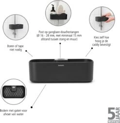 Brabantia ReNew Doucherek - Zonder Boren - Dark Grey -Huishoudelijke Artikelen Verkoop 1173x1200