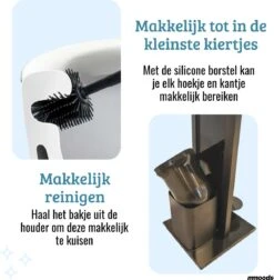 Mmoods Toiletbutler Zwart - WC Borstel Met Toiletrolhouder Vrijstaand - Toiletborstel Siliconen Industrieel Design Mmoods - Reserverolhouder Zonder Boren Staand Met Plankje RVS -Huishoudelijke Artikelen Verkoop 1177x1200 1