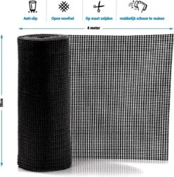 SWILIX ® Antislipmat Voor Kasten En Lades, Douchemat - Badkamermat - Badmat, Dienblad, Vloer - 4 Meter Rol - Anti Slip Mat - 400 X 30 Cm - Zwart -Huishoudelijke Artikelen Verkoop 1181x1200