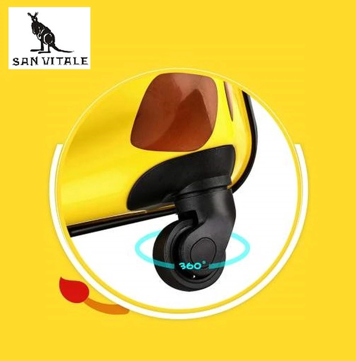 San Vitale® - Lichtgewicht Reis Koffer - Trolley - Handbagage - Leeuw - Geel 12 San Vitale® - Lichtgewicht Reis Koffer - Trolley - Handbagage - Leeuw - Geel - Afbeelding 10