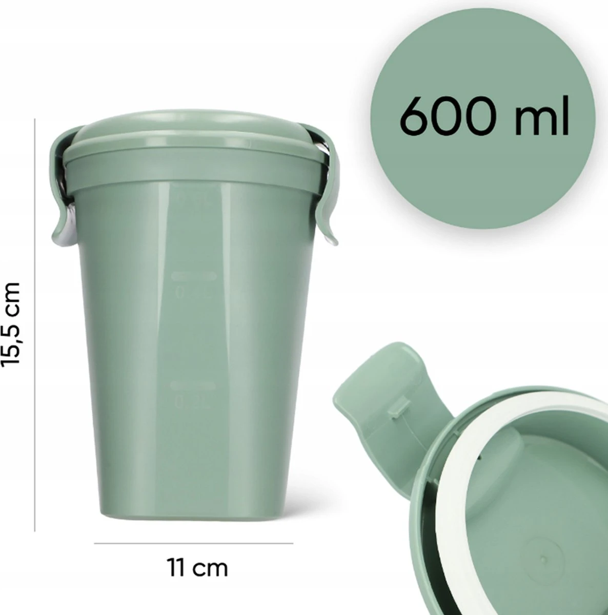 Curver Lunch & Go Beker - Magnetronbestendig - Lunchbeker – Muesli Beker - Soepbeker - Yoghurt Beker To Go – LunchBox - KoffieBeker - Salade Lunchbox - 0,6l – Groen 7 Curver Lunch & Go Beker - Magnetronbestendig - Lunchbeker – Muesli Beker - Soepbeker - Yoghurt Beker To Go – LunchBox - KoffieBeker - Salade Lunchbox - 0,6l – Groen - Afbeelding 5