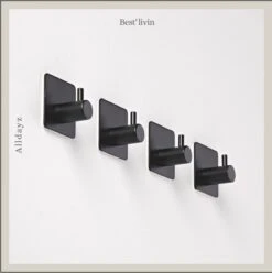 Merkloos Handdoekhaak 4 + 1 GRATIS Set Zonder Boren - RVS - Zwart - Vierkant Zelfklevend - Badjas - Theedoek Hanger Keuken Badkamer Handdoek Haakjes -Huishoudelijke Artikelen Verkoop 1194x1200 2