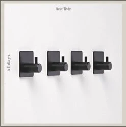 Merkloos Handdoekhaak 4 + 1 GRATIS Set Zonder Boren - RVS - Zwart - Vierkant Zelfklevend - Badjas - Theedoek Hanger Keuken Badkamer Handdoek Haakjes -Huishoudelijke Artikelen Verkoop 1194x1200 4