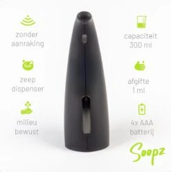 Soopz Black Graphite Classic - Automatische Zeepdispenser - No Touch Sensor - Mat Zwart - 300ml – Zeeppompje -Huishoudelijke Artikelen Verkoop 1195x1200