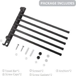 BOTC Handdoekrek - 5-armig Handdoekhouder - Handdoekstang - 180 Graden Verstelbaar - Badkamer - Zwart -Huishoudelijke Artikelen Verkoop 1198x1200 2