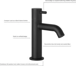 Merkloos Saqu Eurotrend Fonteinkraan - Hoog Model - Toiletkraan - Koudwaterkraan - Mat Zwart -Huishoudelijke Artikelen Verkoop 1200x1042