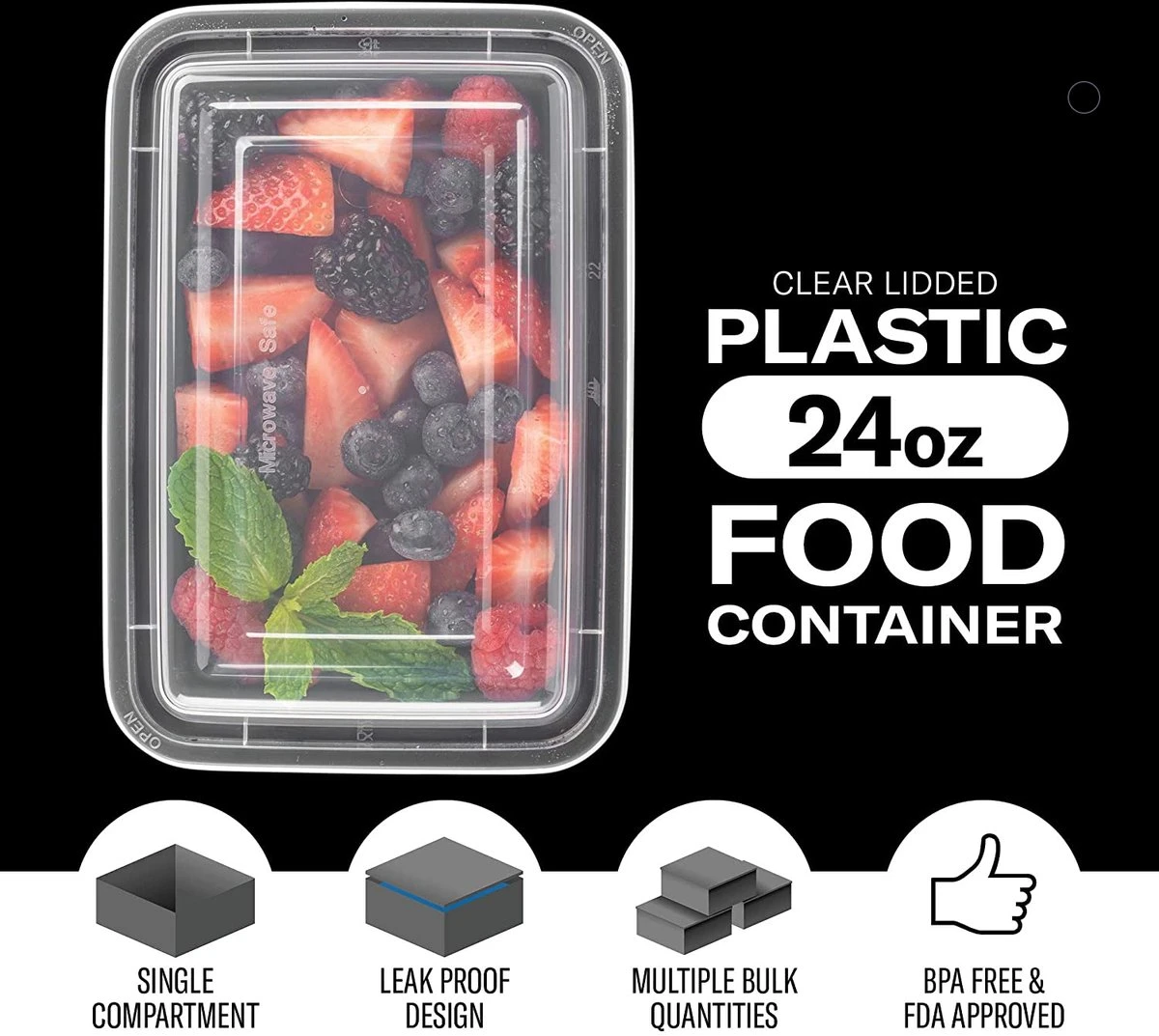 Buxibo - 50 Meal Prep Bakjes - Salade/Lunch Box - Diepvriesbakjes - Vershoudbakjes - Plastic Bakjes Met Deksel - Vershouddoos - Magnetron Vaatwasser Bestendig - 24 Oz/0.7 Liter Inhoud - Herbruikbaar - Kunststof - BPA Vrij - Zwart 9 Buxibo - 50 Meal Prep Bakjes - Salade/Lunch Box - Diepvriesbakjes - Vershoudbakjes - Plastic Bakjes Met Deksel - Vershouddoos - Magnetron Vaatwasser Bestendig - 24 Oz/0.7 Liter Inhoud - Herbruikbaar - Kunststof - BPA Vrij - Zwart - Afbeelding 7