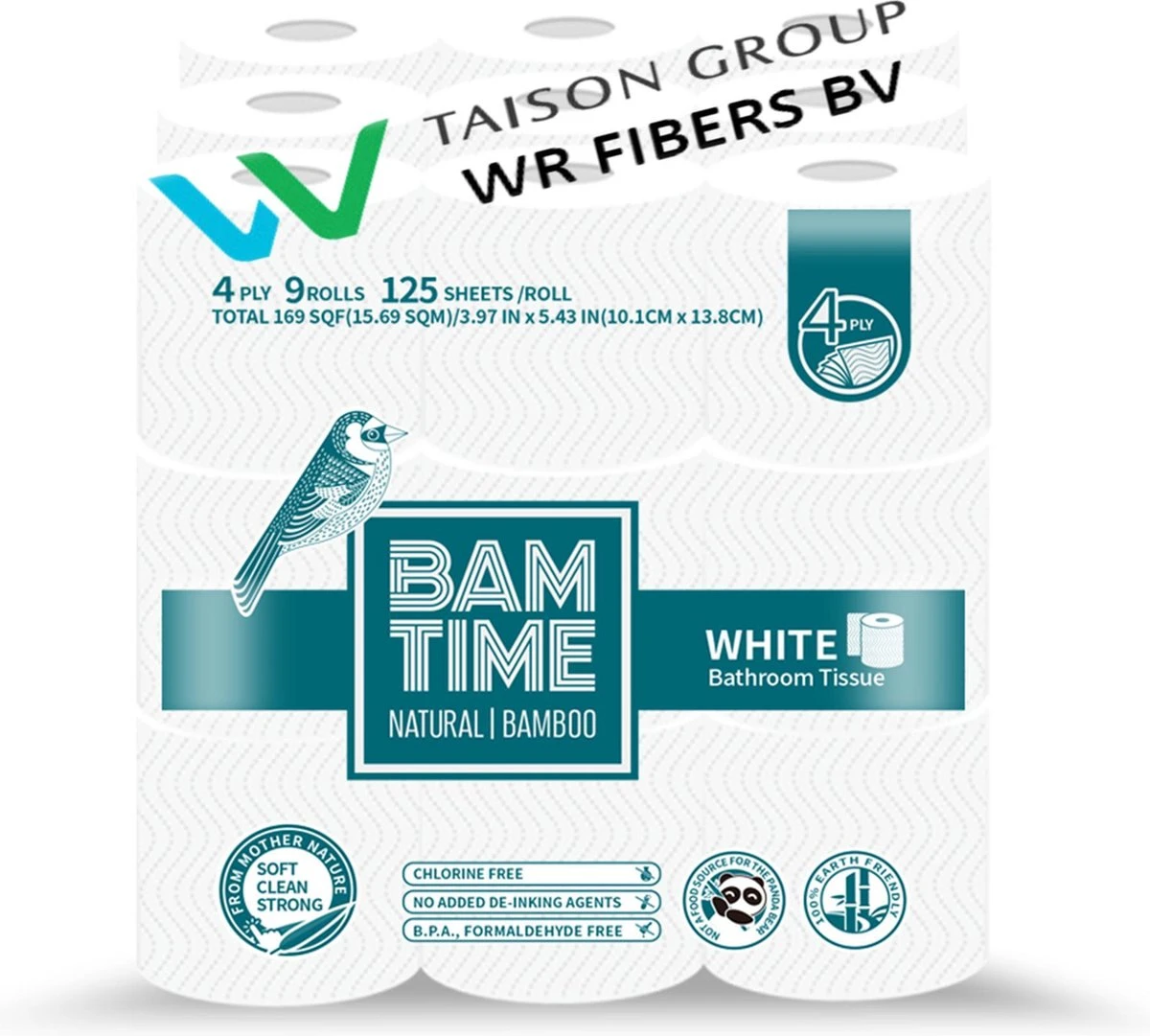 BAMTIME BamboeTissuepapier 4-laags Wc Papier - Wit Color Gebleekt 27 (3*9) Rollen 3 BAMTIME BamboeTissuepapier 4-laags Wc Papier - Wit Color Gebleekt 27 (3*9) Rollen