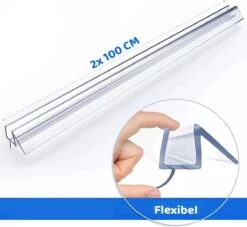 Minismus Douchedeurafdichting Met Waterkering (2 Strips Van 1 Meter, Makkelijk Inkortbaar) - Waterstopper Geschikt Voor Glas Van 6 Tot 8 Mm - Douchedorpel - Lekstrip Voor Horizontale Bevestiging -Huishoudelijke Artikelen Verkoop 1200x1101