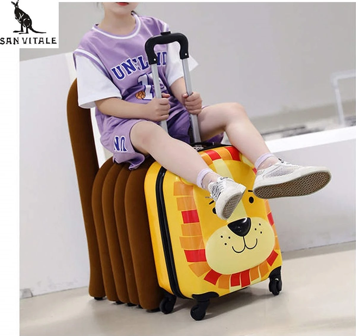 San Vitale® - Lichtgewicht Reis Koffer - Trolley - Handbagage - Leeuw - Geel 10 San Vitale® - Lichtgewicht Reis Koffer - Trolley - Handbagage - Leeuw - Geel - Afbeelding 8