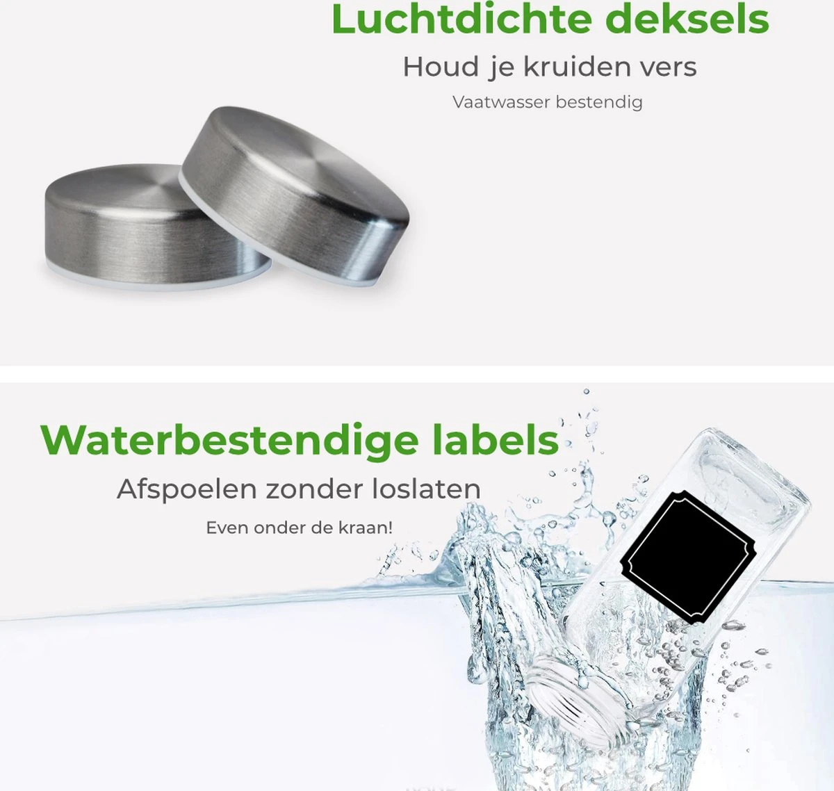 Soothe 48 Glazen Kruidenpotjes Set Met 2 Soorten Strooideksels – Kruidenstrooier – Compleet Pakket Incl Kruidenpotjes Stickers, Krijtstift En Accessoires 12 Soothe 48 Glazen Kruidenpotjes Set Met 2 Soorten Strooideksels – Kruidenstrooier – Compleet Pakket Incl Kruidenpotjes Stickers, Krijtstift En Accessoires - Afbeelding 10