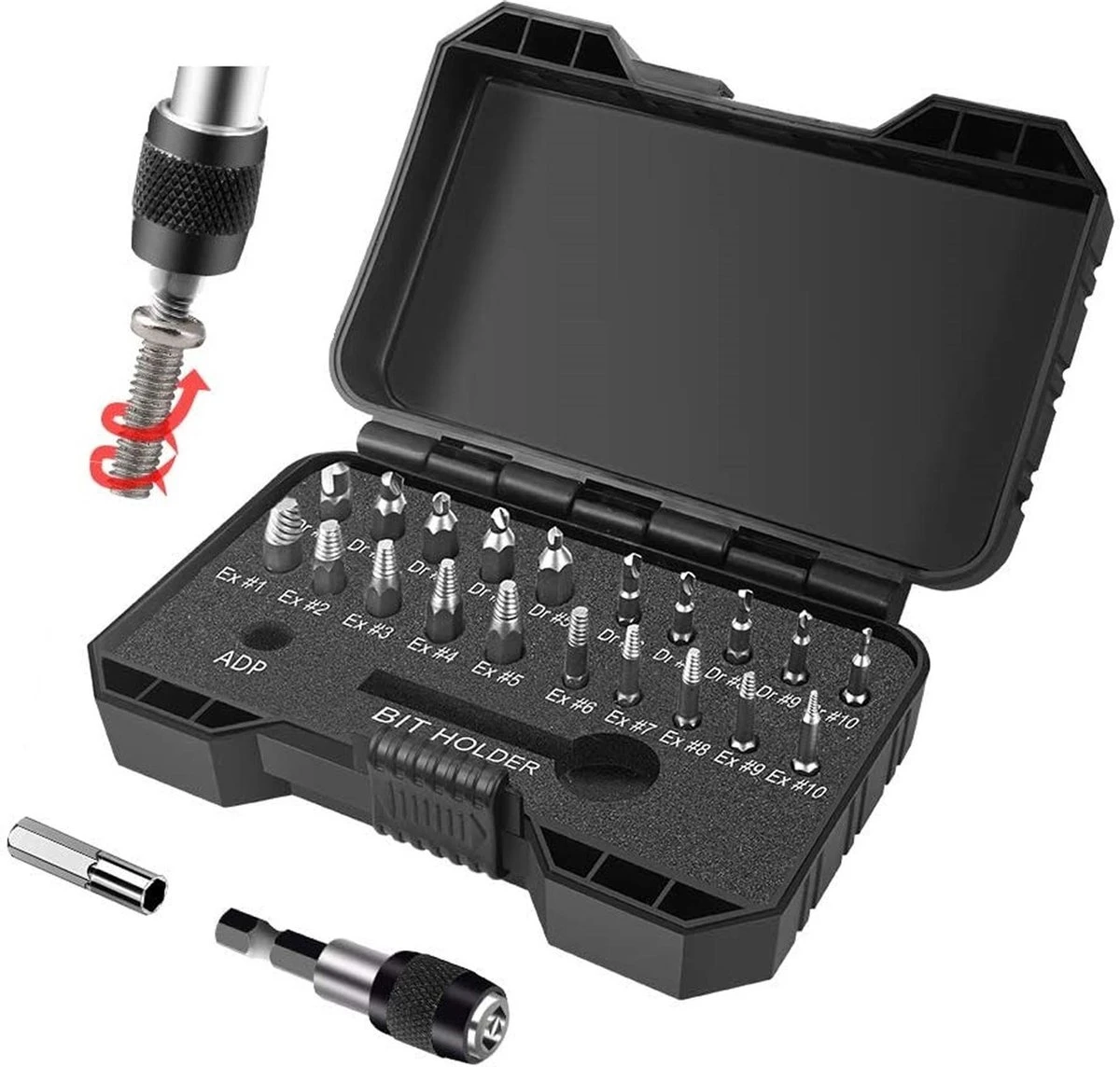 Novalits - Professionele Bit- & Borensets - Schroefverwijderset - 22-delig - HSS Materiaal - Schroefverwijderaar - Uitboorset - Borenset - Schroefbitset - Linkse Tap - Bitset - Metaalborenset - Draadtapset - Versleten Schroeven & Bouten Verwijderen 3 Novalits - Professionele Bit- & Borensets - Schroefverwijderset - 22-delig - HSS Materiaal - Schroefverwijderaar - Uitboorset - Borenset - Schroefbitset - Linkse Tap - Bitset - Metaalborenset - Draadtapset - Versleten Schroeven & Bouten Verwijderen