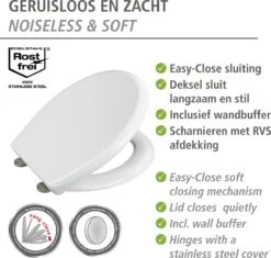 WENKO WC Bril Gubbio - Antibacterieel Wit Duroplast - Easy-Close Sluiting - Fix-Clip Bevestiging In RVS - Belastbaar Tot 350 Kg - Toiletbril - Toiletzitting -Huishoudelijke Artikelen Verkoop 1200x1144 4