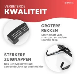 SIAFOSS Doucherek XL Zonder Boren Doucherek Hangend - 100% Stevig - 100% RVS - Hangend Badkamerrekje - Doucherek Aan Douchewand - Badkamer Accessoires - RVS Zwart - 2 Laags - Douchemand -Huishoudelijke Artikelen Verkoop 1200x1152