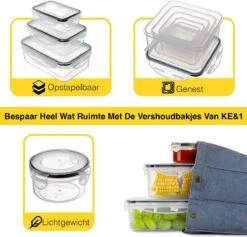 KE&1 Vershoudbakjes - Meal Prep Bakjes - Lunchbox - Diepvriesbakjes - Plastic Bakjes - Keuken - Keukenkast - Bakken -Huishoudelijke Artikelen Verkoop 1200x1153