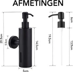 VDN Stainless Zeeppompje - Zeepdispenser Wandmontage - Zwart - Hangend - RVS -Huishoudelijke Artikelen Verkoop 1200x1182 4