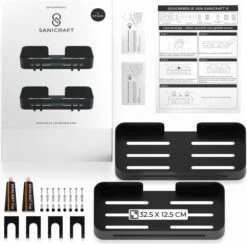 Doucherekje Van Sanicraft® - Doucherekje Zonder Boren - Geschikt Voor Elk Type Muur - Hangend - Roestvrij - 2 Stuks - Zwart -Huishoudelijke Artikelen Verkoop 1200x1187 1