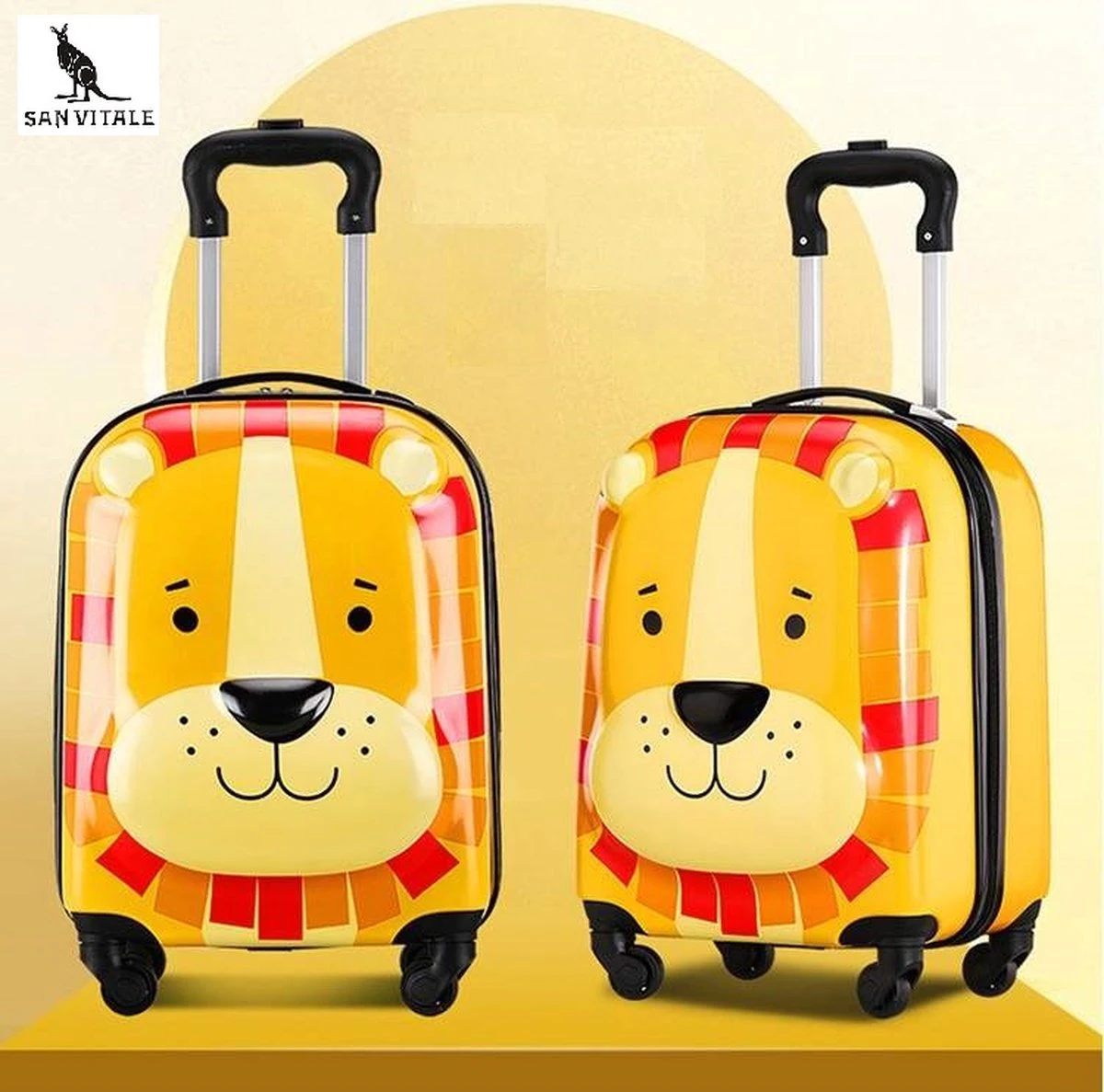 San Vitale® - Lichtgewicht Reis Koffer - Trolley - Handbagage - Leeuw - Geel 4 San Vitale® - Lichtgewicht Reis Koffer - Trolley - Handbagage - Leeuw - Geel - Afbeelding 2