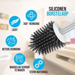 Strex Toiletborstel Siliconen Met Houder - Sneldrogend, Hygiënisch & Antibacteriële Werking - WC Borstel - Toilet Borstel Houder -Huishoudelijke Artikelen Verkoop 1200x1198