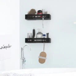 Doucherekje Van Sanicraft® - Doucherekje Zonder Boren - Geschikt Voor Elk Type Muur - Hangend - Roestvrij - 2 Stuks - Zwart -Huishoudelijke Artikelen Verkoop 1200x1200 143