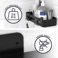 Doucherekje Van Sanicraft® - Doucherekje Zonder Boren - Geschikt Voor Elk Type Muur - Hangend - Roestvrij - 2 Stuks - Zwart -Huishoudelijke Artikelen Verkoop 1200x1200 144