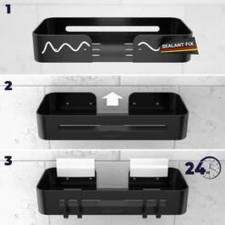 Doucherekje Van Sanicraft® - Doucherekje Zonder Boren - Geschikt Voor Elk Type Muur - Hangend - Roestvrij - 2 Stuks - Zwart -Huishoudelijke Artikelen Verkoop 1200x1200 145