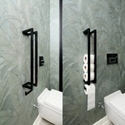 Homestic© - WC Rolhouder Zwart - Balto Industrieel Toiletrolhouder Zonder Boren - Robuuste Toiletrolhouder Met Opslag Voor WC Papier - 70x12x10 CM - Roestvrij Staal - Wit -Huishoudelijke Artikelen Verkoop 1200x1200 148