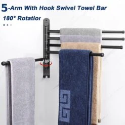 BOTC Handdoekrek - 5-armig Handdoekhouder - Handdoekstang - 180 Graden Verstelbaar - Badkamer - Zwart -Huishoudelijke Artikelen Verkoop 1200x1200 165
