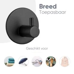 Trendfield Handdoekhaakjes Zelfklevend Rond - 2 Zwarte Handdoek Haakjes - Ronde Handdoekhaak - Zwart -Huishoudelijke Artikelen Verkoop 1200x1200 178