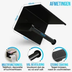 Strex WC Rolhouder Met Plankje - Zwart - Zelfklevend / Boren / Zonder Boren - Toiletrolhouder - WC Papier Houder -Huishoudelijke Artikelen Verkoop 1200x1200 2