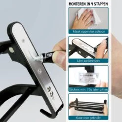 Vannons - Handdoekrek - Handdoekrek Badkamer - 2 Handdoeken - Handdoekrek Zelfklevend - Zwart -Huishoudelijke Artikelen Verkoop 1200x1200 201