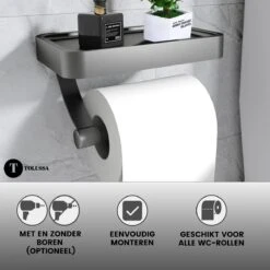 Tolussa Premium WC Rolhouder Zwart Met Plankje - Toiletrolhouder Zwart Met Plankje - Met En Zonder Boren 19 Tolussa Premium WC Rolhouder Zwart Met Plankje - Toiletrolhouder Zwart Met Plankje - Met En Zonder Boren -Huishoudelijke Artikelen Verkoop 1200x1200 22