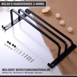 Nolad® Handdoekrek 3-armig - Handdoekhouder - Handdoekenrek - Zwart -Huishoudelijke Artikelen Verkoop 1200x1200 227