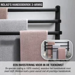 Nolad® Handdoekrek 3-armig - Handdoekhouder - Handdoekenrek - Zwart -Huishoudelijke Artikelen Verkoop 1200x1200 229