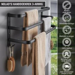 Nolad® Handdoekrek 3-armig - Handdoekhouder - Handdoekenrek - Zwart -Huishoudelijke Artikelen Verkoop 1200x1200 230