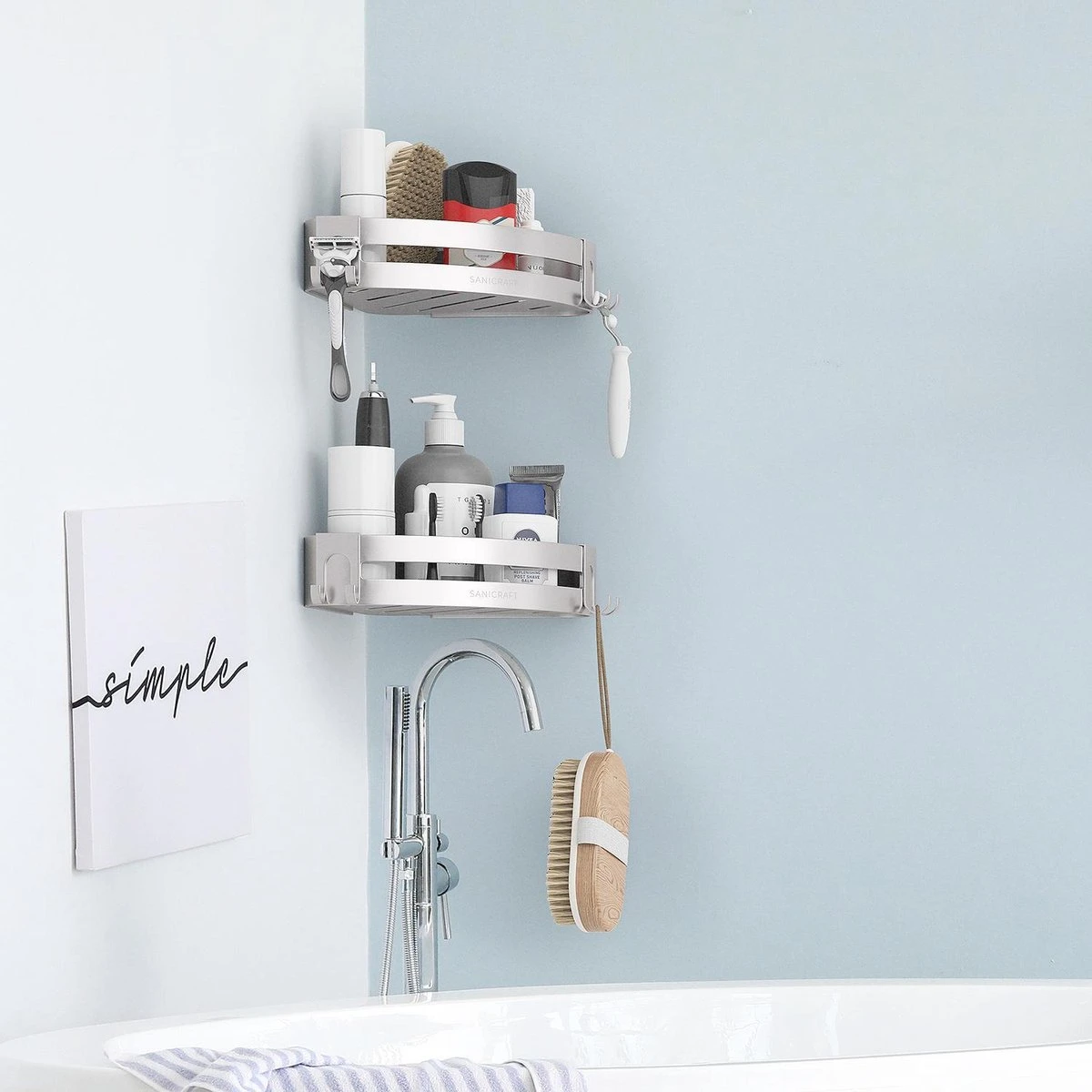 Sanicraft® Doucherekje - Doucherekje Zonder Boren - Geschikt Voor Elk Type Muur - Doucherekje Hangend - Doucheplank - Doucherekje Hoek - Doucherekje Zilver 6 Sanicraft® Doucherekje - Doucherekje Zonder Boren - Geschikt Voor Elk Type Muur - Doucherekje Hangend - Doucheplank - Doucherekje Hoek - Doucherekje Zilver - Afbeelding 4