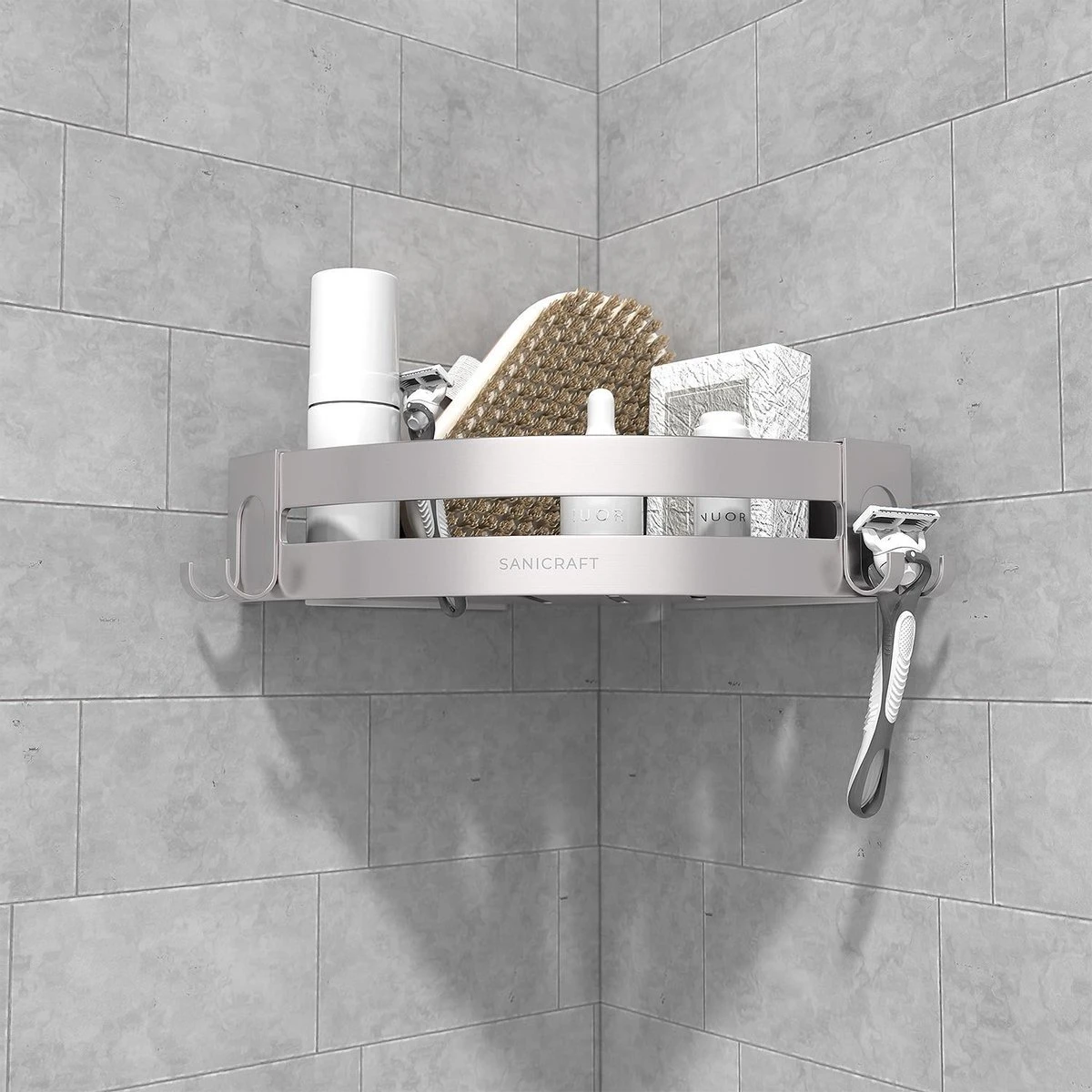 Sanicraft® Doucherekje - Doucherekje Zonder Boren - Geschikt Voor Elk Type Muur - Doucherekje Hangend - Doucheplank - Doucherekje Hoek - Doucherekje Zilver 10 Sanicraft® Doucherekje - Doucherekje Zonder Boren - Geschikt Voor Elk Type Muur - Doucherekje Hangend - Doucheplank - Doucherekje Hoek - Doucherekje Zilver - Afbeelding 8