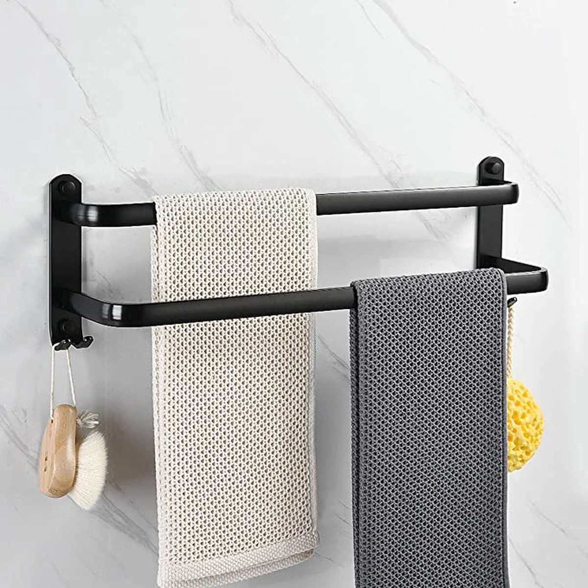 Vannons - Handdoekrek - Handdoekrek Badkamer - 2 Handdoeken - Zwart 3 Vannons - Handdoekrek - Handdoekrek Badkamer - 2 Handdoeken - Zwart