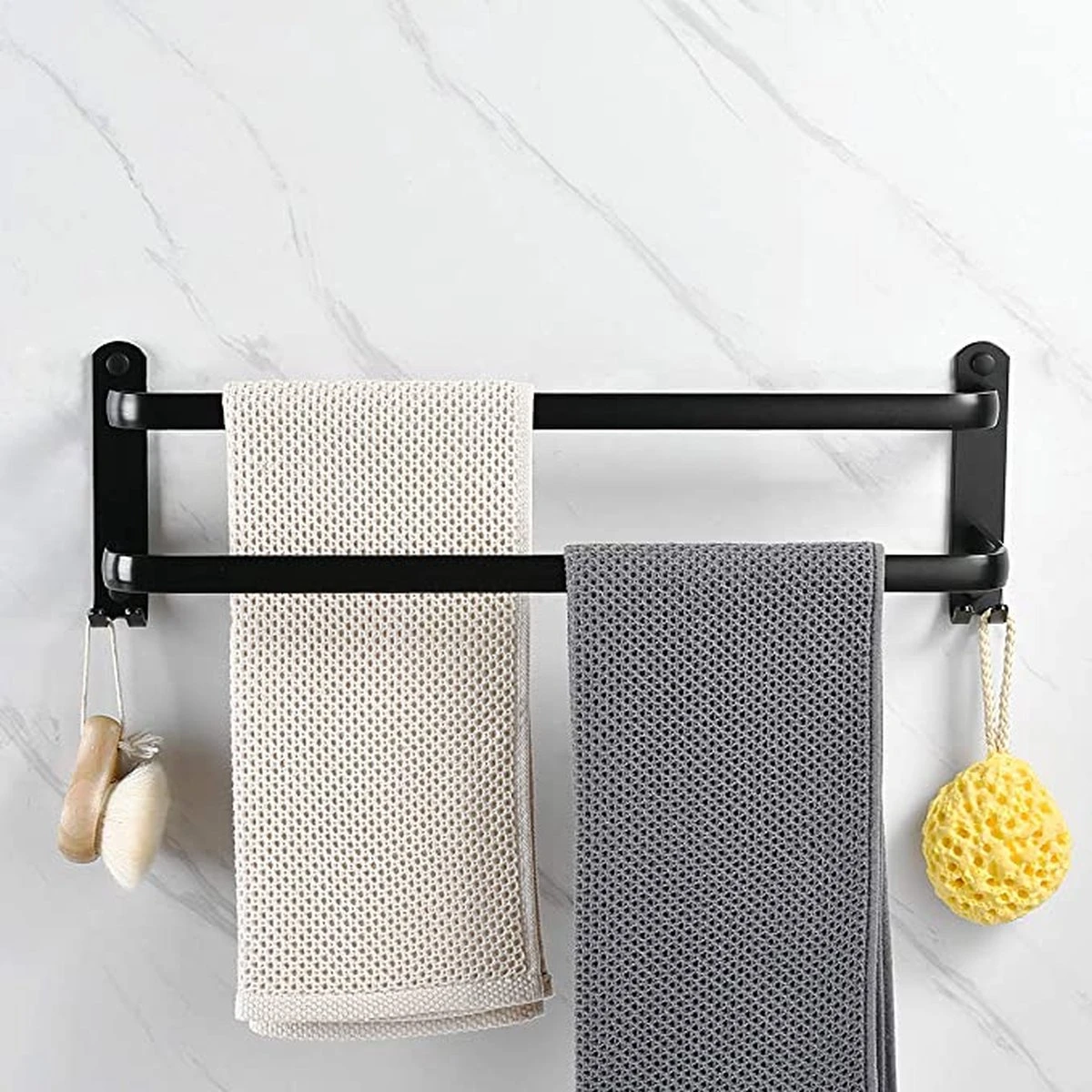 Vannons - Handdoekrek - Handdoekrek Badkamer - 2 Handdoeken - Zwart 4 Vannons - Handdoekrek - Handdoekrek Badkamer - 2 Handdoeken - Zwart - Afbeelding 2