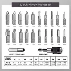 Novalits - Professionele Bit- & Borensets - Schroefverwijderset - 22-delig - HSS Materiaal - Schroefverwijderaar - Uitboorset - Borenset - Schroefbitset - Linkse Tap - Bitset - Metaalborenset - Draadtapset - Versleten Schroeven & Bouten Verwijderen 13 Novalits - Professionele Bit- & Borensets - Schroefverwijderset - 22-delig - HSS Materiaal - Schroefverwijderaar - Uitboorset - Borenset - Schroefbitset - Linkse Tap - Bitset - Metaalborenset - Draadtapset - Versleten Schroeven & Bouten Verwijderen -Huishoudelijke Artikelen Verkoop 1200x1200 28