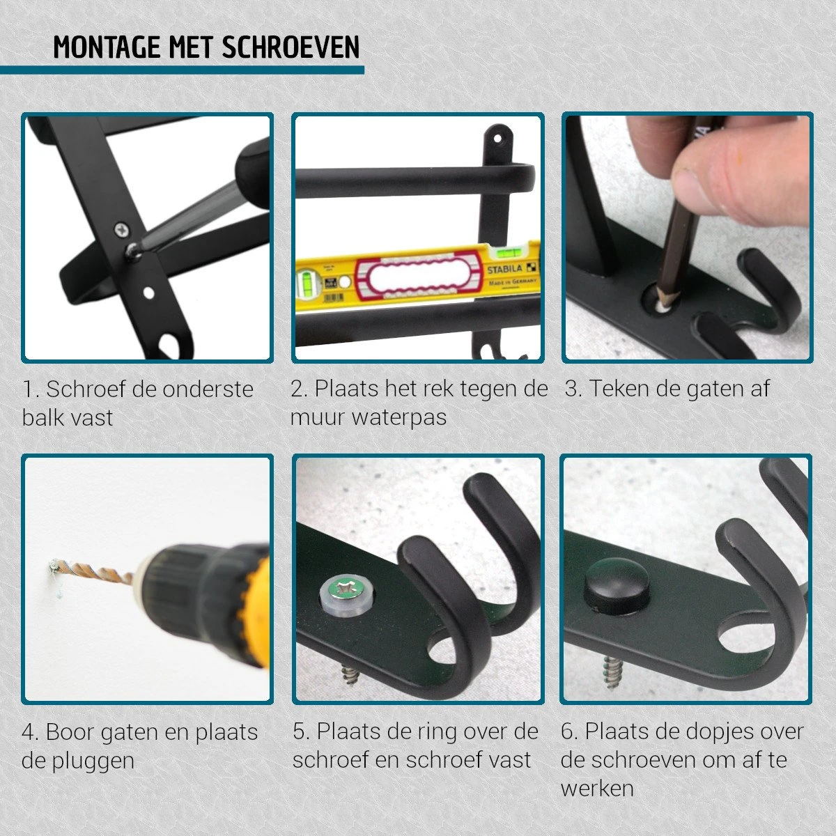 Vannons - Handdoekrek - Handdoekrek Badkamer - 2 Handdoeken - Zwart 8 Vannons - Handdoekrek - Handdoekrek Badkamer - 2 Handdoeken - Zwart - Afbeelding 6