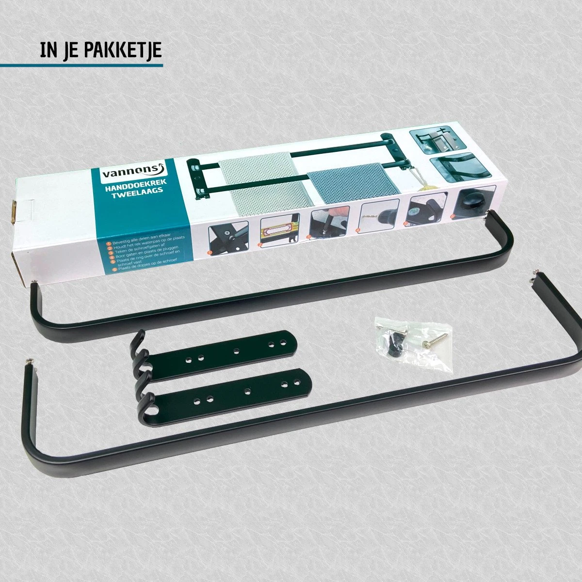 Vannons - Handdoekrek - Handdoekrek Badkamer - 2 Handdoeken - Zwart 9 Vannons - Handdoekrek - Handdoekrek Badkamer - 2 Handdoeken - Zwart - Afbeelding 7