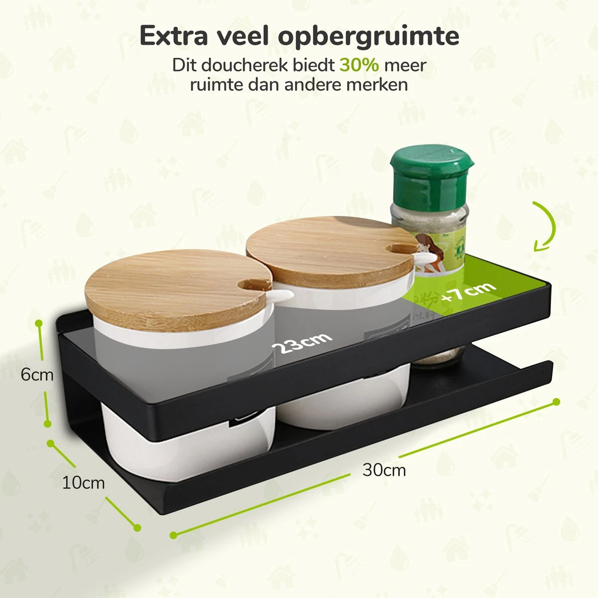 Doucherek Zwart 30 CM - Badkamer Rekje Douche - Zonder Boren - Douchemandje 7 Doucherek Zwart 30 CM - Badkamer Rekje Douche - Zonder Boren - Douchemandje - Afbeelding 5