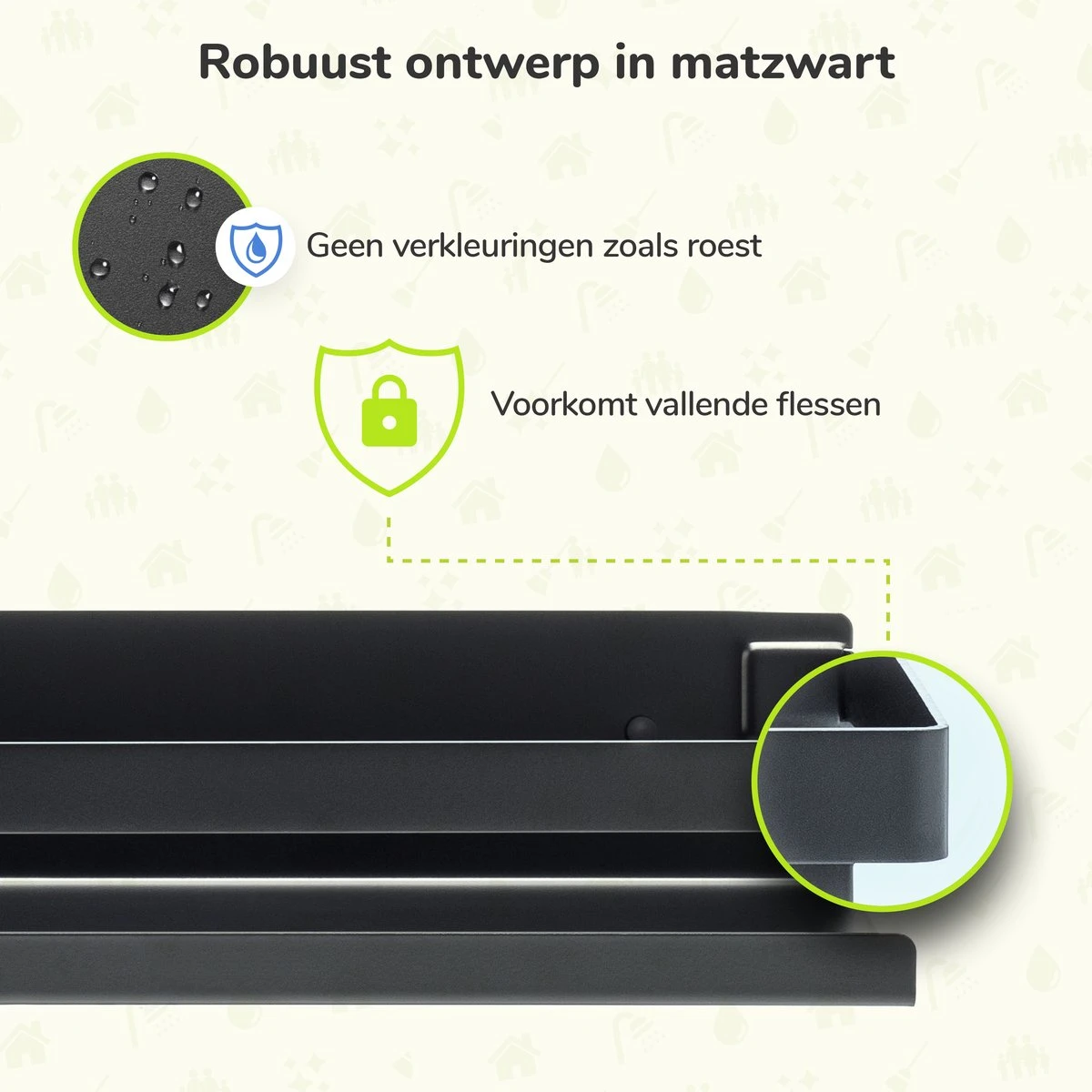 Doucherek Zwart 30 CM - Badkamer Rekje Douche - Zonder Boren - Douchemandje 10 Doucherek Zwart 30 CM - Badkamer Rekje Douche - Zonder Boren - Douchemandje - Afbeelding 8