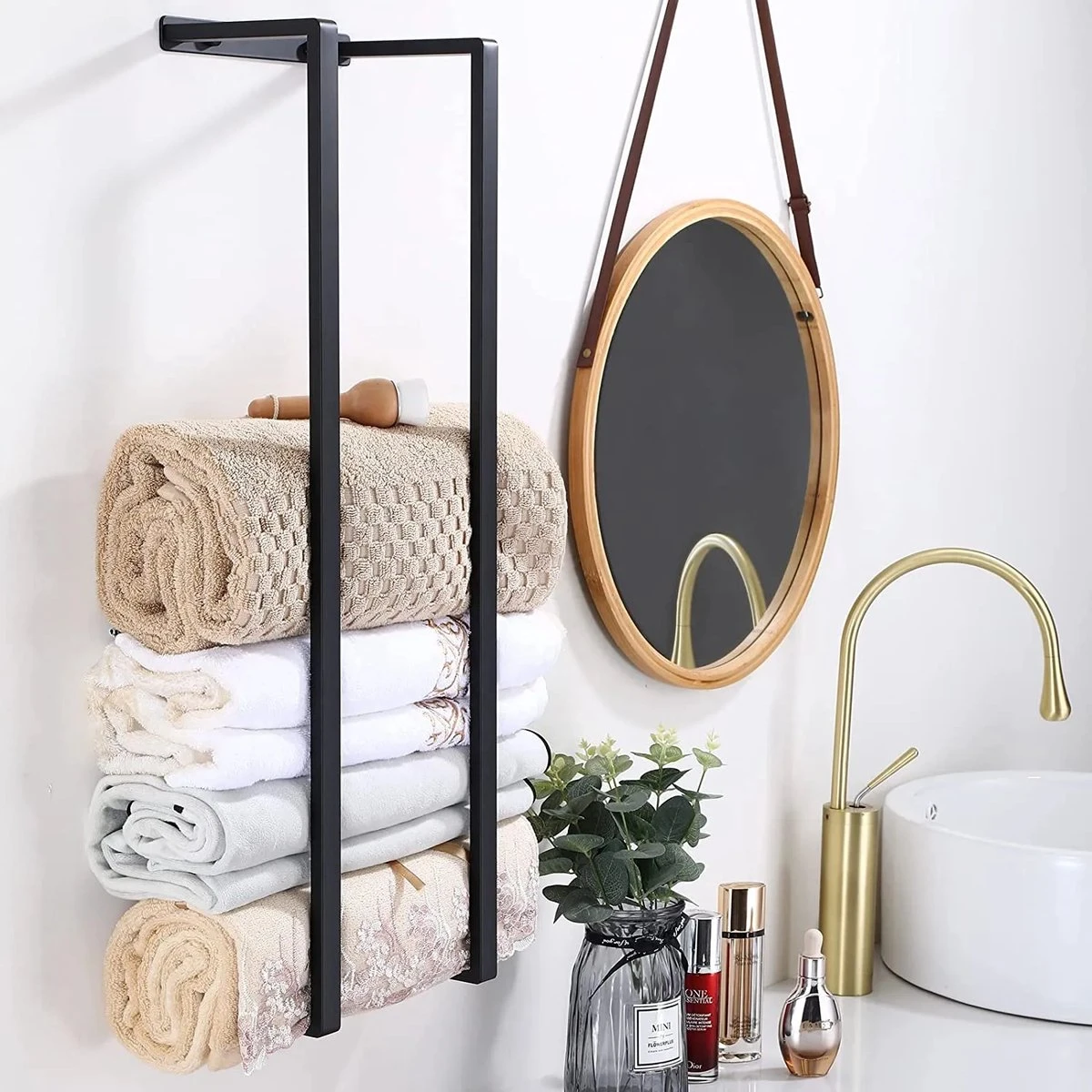 Handdoekrek - 70 Cm - RVS - Handdoekhouder BaderiQ Paris Large - MODEL 2023 - Schroeven Of Plakken - Handdoekenhouders - Handdoekhaak - Handdoek Organizer - Rvs Mat Zwart Poedercoating - Large H70xB20xD14 - Ook Beschikbaar In 40 Cm 9 Handdoekrek - 70 Cm - RVS - Handdoekhouder BaderiQ Paris Large - MODEL 2023 - Schroeven Of Plakken - Handdoekenhouders - Handdoekhaak - Handdoek Organizer - Rvs Mat Zwart Poedercoating - Large H70xB20xD14 - Ook Beschikbaar In 40 Cm - Afbeelding 7