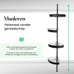 Avint Goods Telescopisch Doucherek Zonder Boren – 4 Laags Badkamerrek Staand – Douche Rek Hoekrek – Zwart -Huishoudelijke Artikelen Verkoop 1200x1200 317