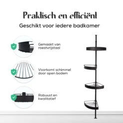 Avint Goods Telescopisch Doucherek Zonder Boren – 4 Laags Badkamerrek Staand – Douche Rek Hoekrek – Zwart -Huishoudelijke Artikelen Verkoop 1200x1200 318