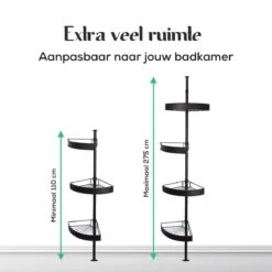 Avint Goods Telescopisch Doucherek Zonder Boren – 4 Laags Badkamerrek Staand – Douche Rek Hoekrek – Zwart -Huishoudelijke Artikelen Verkoop 1200x1200 319