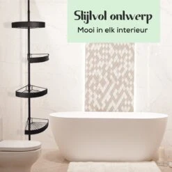Avint Goods Telescopisch Doucherek Zonder Boren – 4 Laags Badkamerrek Staand – Douche Rek Hoekrek – Zwart -Huishoudelijke Artikelen Verkoop 1200x1200 320